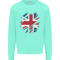 Torn British Flag Union Jack Britain Kids Sweatshirt Jumper Peppermint