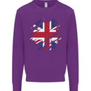 Torn British Flag Union Jack Britain Kids Sweatshirt Jumper Purple