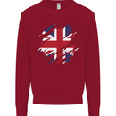 Torn British Flag Union Jack Britain Kids Sweatshirt Jumper Red