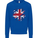 Torn British Flag Union Jack Britain Kids Sweatshirt Jumper Royal Blue