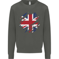 Torn British Flag Union Jack Britain Kids Sweatshirt Jumper Storm Grey