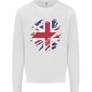 Torn British Flag Union Jack Britain Kids Sweatshirt Jumper White