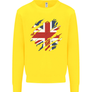 Torn British Flag Union Jack Britain Kids Sweatshirt Jumper Yellow