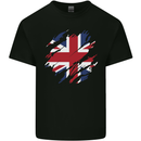 Torn British Flag Union Jack Britain Kids T-Shirt Childrens Black