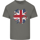 Torn British Flag Union Jack Britain Kids T-Shirt Childrens Charcoal