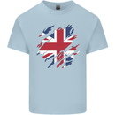 Torn British Flag Union Jack Britain Kids T-Shirt Childrens Light Blue