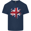 Torn British Flag Union Jack Britain Kids T-Shirt Childrens Navy Blue