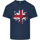 Torn British Flag Union Jack Britain Kids T-Shirt Childrens Navy Blue