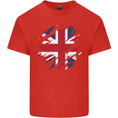 Torn British Flag Union Jack Britain Kids T-Shirt Childrens Red