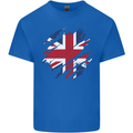 Torn British Flag Union Jack Britain Kids T-Shirt Childrens Royal Blue