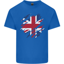 Torn British Flag Union Jack Britain Kids T-Shirt Childrens Royal Blue