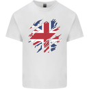 Torn British Flag Union Jack Britain Kids T-Shirt Childrens White