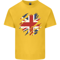Torn British Flag Union Jack Britain Kids T-Shirt Childrens Yellow