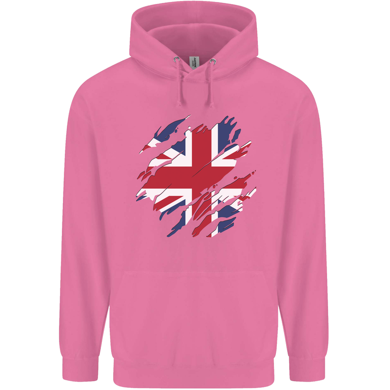 Torn British Flag Union Jack Britain Mens 80% Cotton Hoodie Azelea