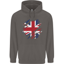 Torn British Flag Union Jack Britain Mens 80% Cotton Hoodie Charcoal