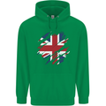 Torn British Flag Union Jack Britain Mens 80% Cotton Hoodie Irish Green