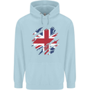 Torn British Flag Union Jack Britain Mens 80% Cotton Hoodie Light Blue