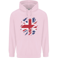 Torn British Flag Union Jack Britain Mens 80% Cotton Hoodie Light Pink