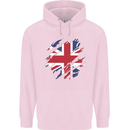 Torn British Flag Union Jack Britain Mens 80% Cotton Hoodie Light Pink
