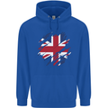 Torn British Flag Union Jack Britain Mens 80% Cotton Hoodie Royal Blue