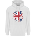 Torn British Flag Union Jack Britain Mens 80% Cotton Hoodie White