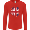Torn British Flag Union Jack Britain Mens Long Sleeve T-Shirt Red