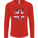 Torn British Flag Union Jack Britain Mens Long Sleeve T-Shirt Red