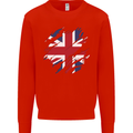 Torn British Flag Union Jack Britain Mens Sweatshirt Jumper Bright Red