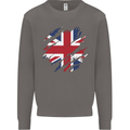 Torn British Flag Union Jack Britain Mens Sweatshirt Jumper Charcoal