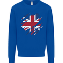 Torn British Flag Union Jack Britain Mens Sweatshirt Jumper Royal Blue