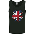 Torn British Flag Union Jack Britain Mens Vest Tank Top Black