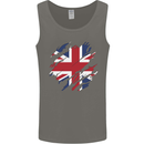 Torn British Flag Union Jack Britain Mens Vest Tank Top Charcoal