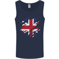 Torn British Flag Union Jack Britain Mens Vest Tank Top Navy Blue