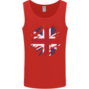 Torn British Flag Union Jack Britain Mens Vest Tank Top Red
