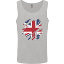 Torn British Flag Union Jack Britain Mens Vest Tank Top Sports Grey