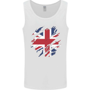 Torn British Flag Union Jack Britain Mens Vest Tank Top White