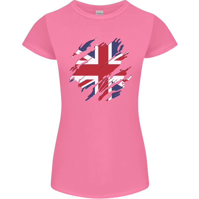 Torn British Flag Union Jack Britain Womens Petite Cut T-Shirt Azalea