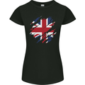 Torn British Flag Union Jack Britain Womens Petite Cut T-Shirt Black