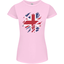 Torn British Flag Union Jack Britain Womens Petite Cut T-Shirt Light Pink