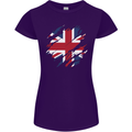 Torn British Flag Union Jack Britain Womens Petite Cut T-Shirt Purple