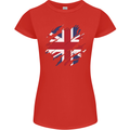Torn British Flag Union Jack Britain Womens Petite Cut T-Shirt Red