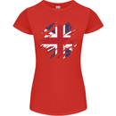 Torn British Flag Union Jack Britain Womens Petite Cut T-Shirt Red