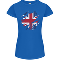 Torn British Flag Union Jack Britain Womens Petite Cut T-Shirt Royal Blue