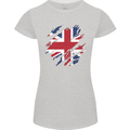 Torn British Flag Union Jack Britain Womens Petite Cut T-Shirt Sports Grey