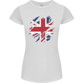 Torn British Flag Union Jack Britain Womens Petite Cut T-Shirt White
