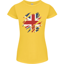 Torn British Flag Union Jack Britain Womens Petite Cut T-Shirt Yellow