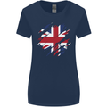 Torn British Flag Union Jack Britain Womens Wider Cut T-Shirt Navy Blue