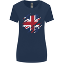 Torn British Flag Union Jack Britain Womens Wider Cut T-Shirt Navy Blue