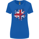 Torn British Flag Union Jack Britain Womens Wider Cut T-Shirt Royal Blue
