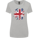 Torn British Flag Union Jack Britain Womens Wider Cut T-Shirt Sports Grey